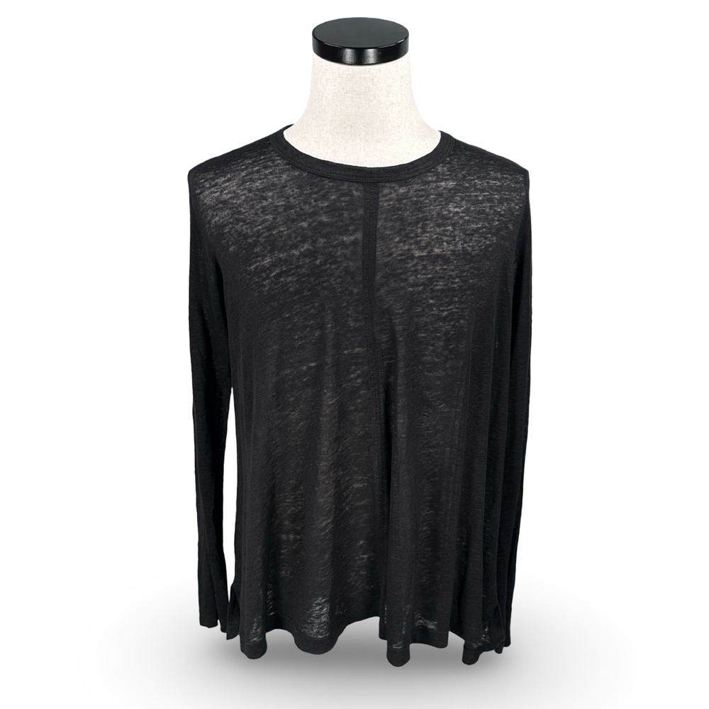 Wilt Shirt Women’s Medium Black Semi Sheer Crew Neck Long Sleeve Casual Pullover